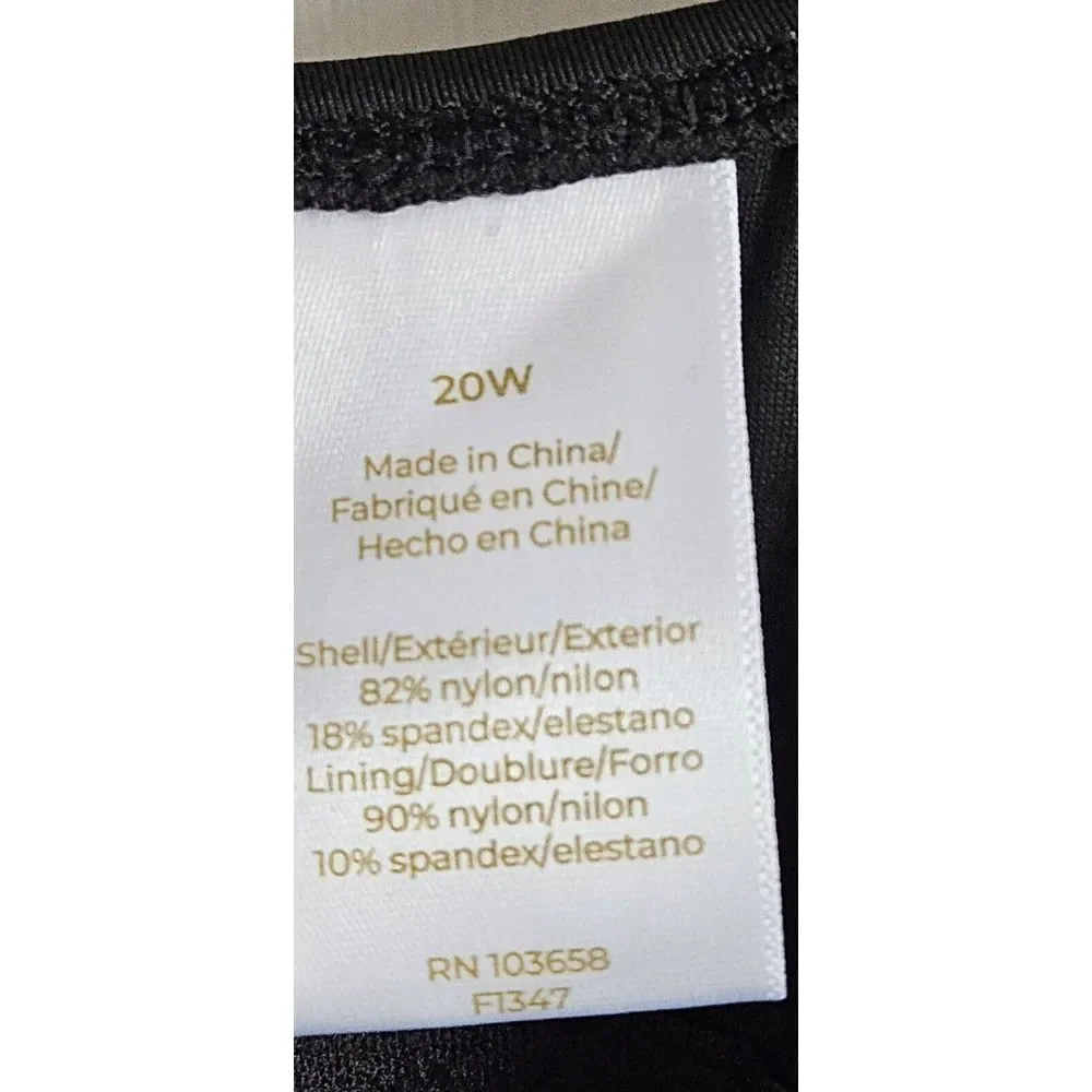 NWT Anne Cole black women Sz 20W one piece swim suit unwired  MRSP$‎ 108